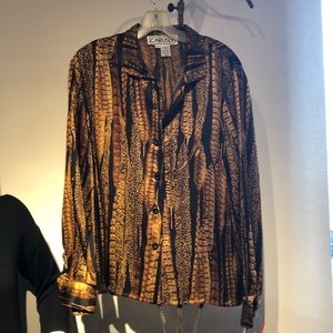 Carlisle SILK shirt with feathers pattern Size 6